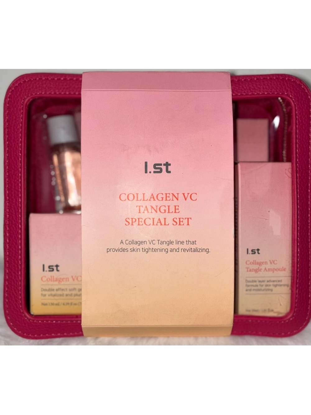 1.st Collagen VC Tangle Special Set with Pink 1.st Makeup Bag